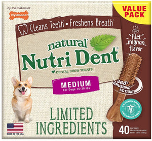 Nylabone Natural Nutri Dent Filet Mignon Limited Ingredients Medium Dog Chews For Pet With Love