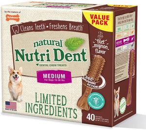 Nylabone Natural Nutri Dent Filet Mignon Limited Ingredients Medium Dog Chews For Pet With Love