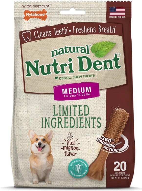 Nylabone Natural Nutri Dent Filet Mignon Limited Ingredients Medium Dog Chews For Pet With Love