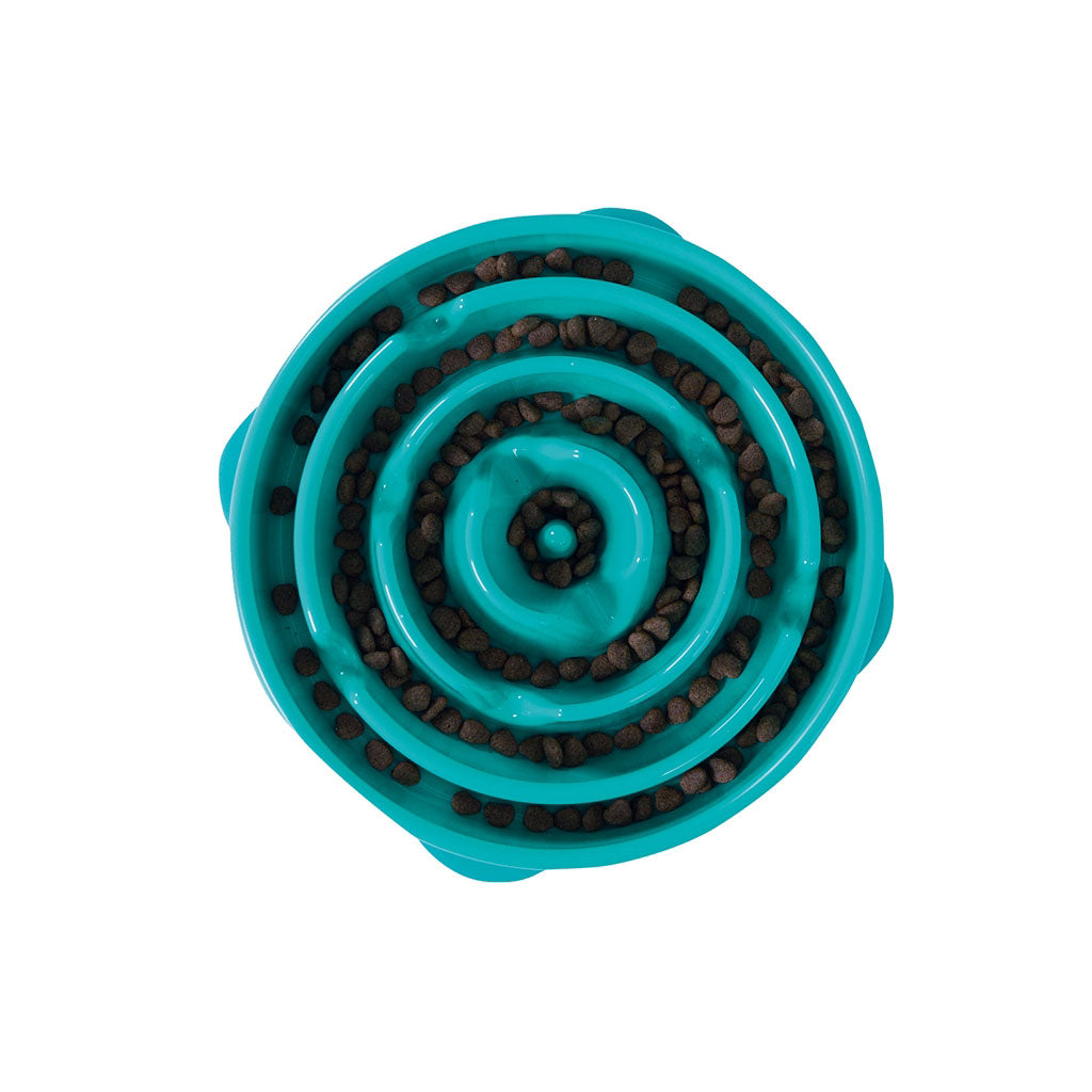 Outward Hound Fun Feeder Slo-Bowl Drop Large Teal 10.8 x 10.8 x 2 For Pet With Love