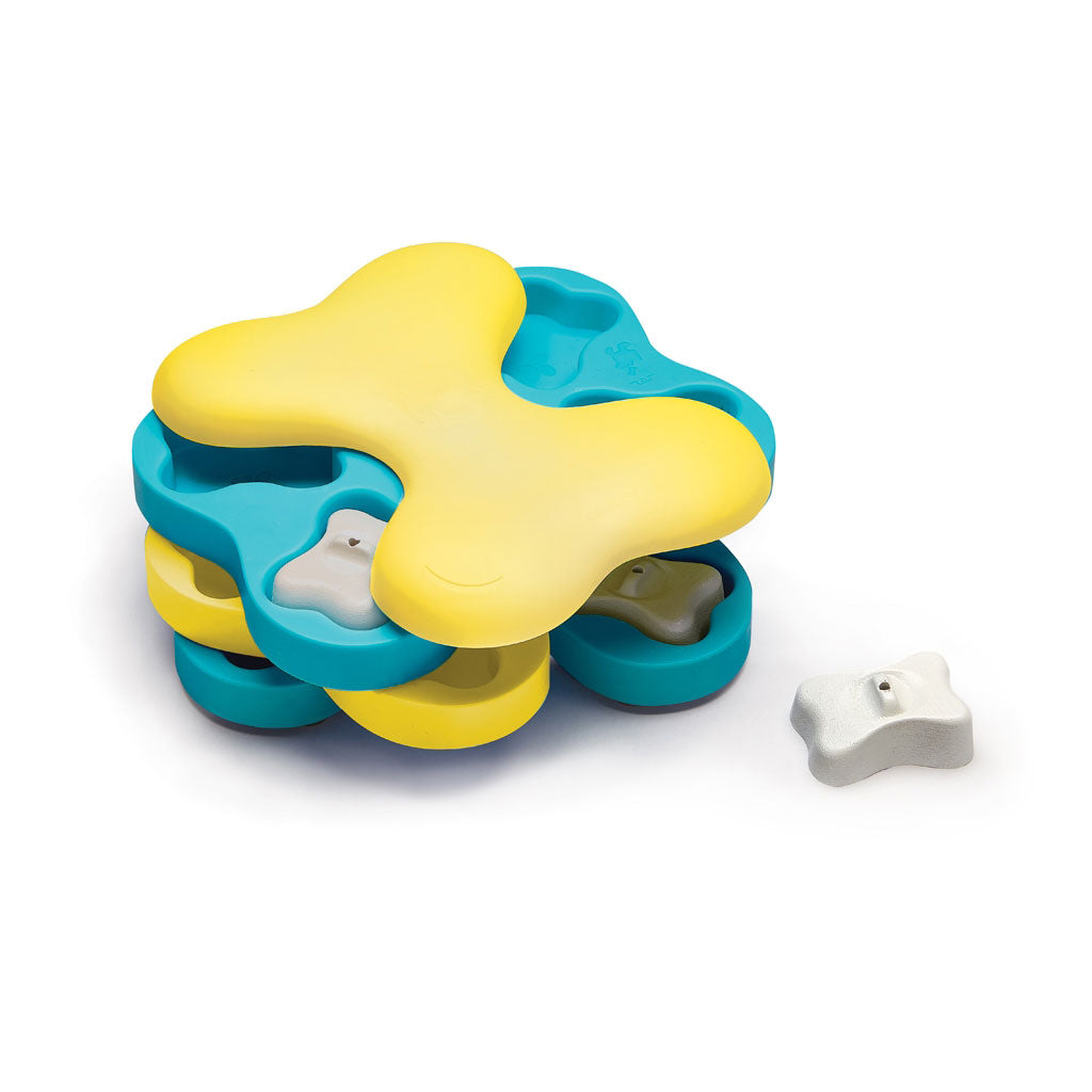 Outward Hound Nina Ottosson Dog Tornado Puzzle Game Large Blue/Yellow 9.5 x 7.5 x 3.25 For Pet With Love