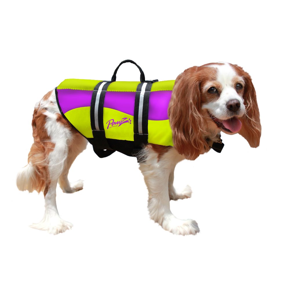Pawz Pet Products Neoprene Dog Life Jacket Extra Large Yellow / Purple For Pet With Love