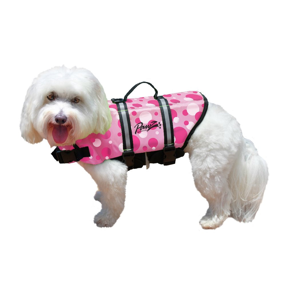 Pawz Pet Products Nylon Dog Life Jacket Medium Pink Bubbles For Pet With Love