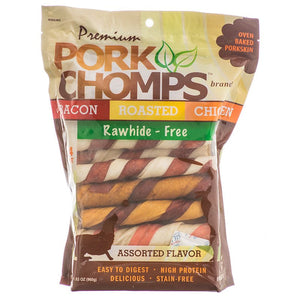 Pork Chomps Assorted Porkskin Twists Large For Pet With Love