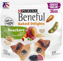 Load image into Gallery viewer, Purina Beneful Baked Delights Snackers with Apples, Carrots, Peas, and Peanut Butter Dog Treats For Pet With Love
