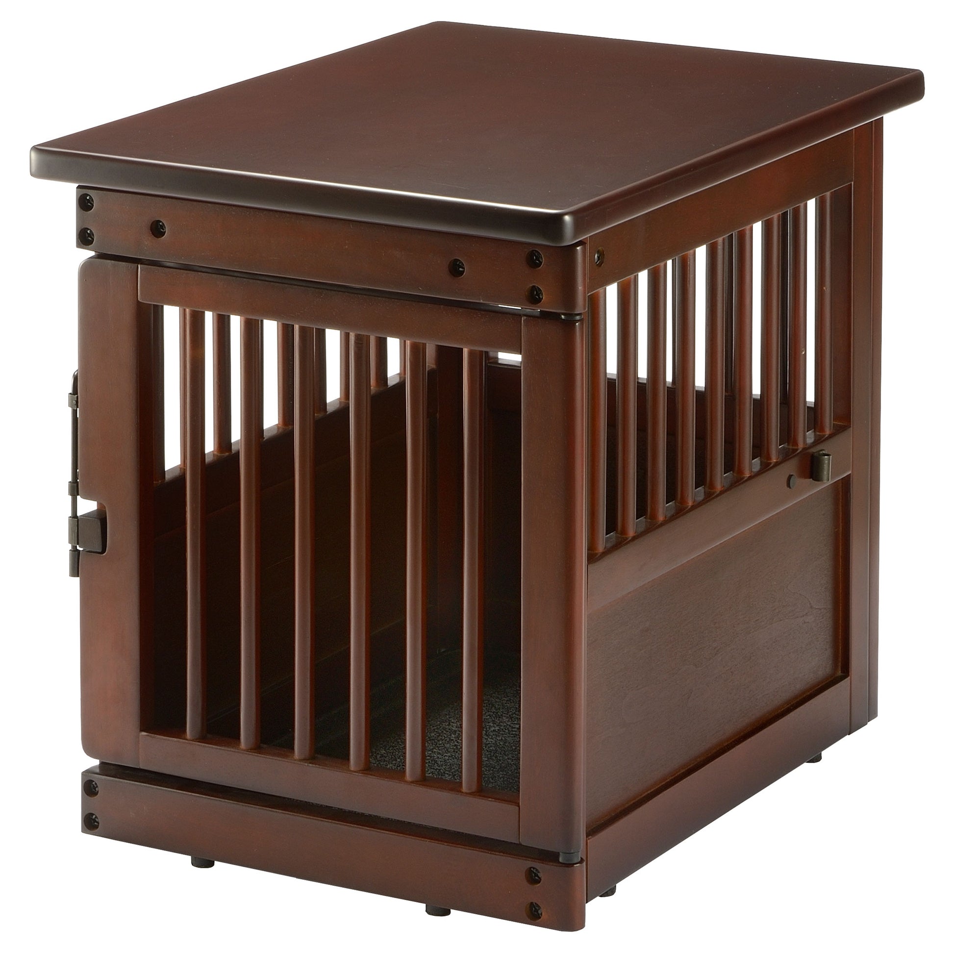 Richell Wooden End Table Dog Crate Small Dark Brown 24 x 18.1 x 20.9 For Pet With Love
