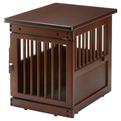 Richell Wooden End Table Dog Crate Small Dark Brown 24 x 18.1 x 20.9