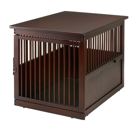 Richell Wooden End Table Dog Crate Large Dark Brown 41.5 x 29.9 x 29.5 For Pet With Love