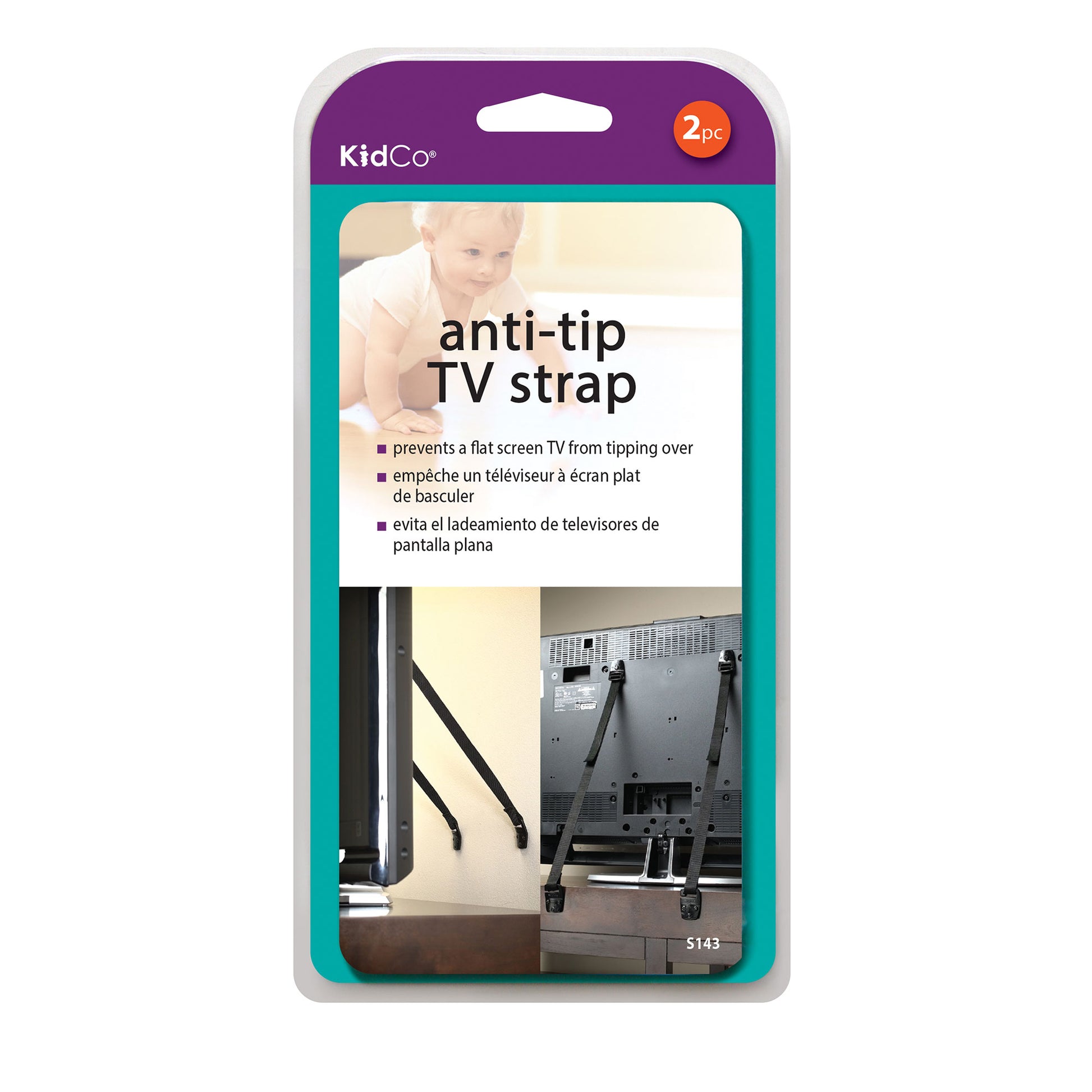 Kidco Anti-Tip TV Straps 2 pack Black For Pet With Love