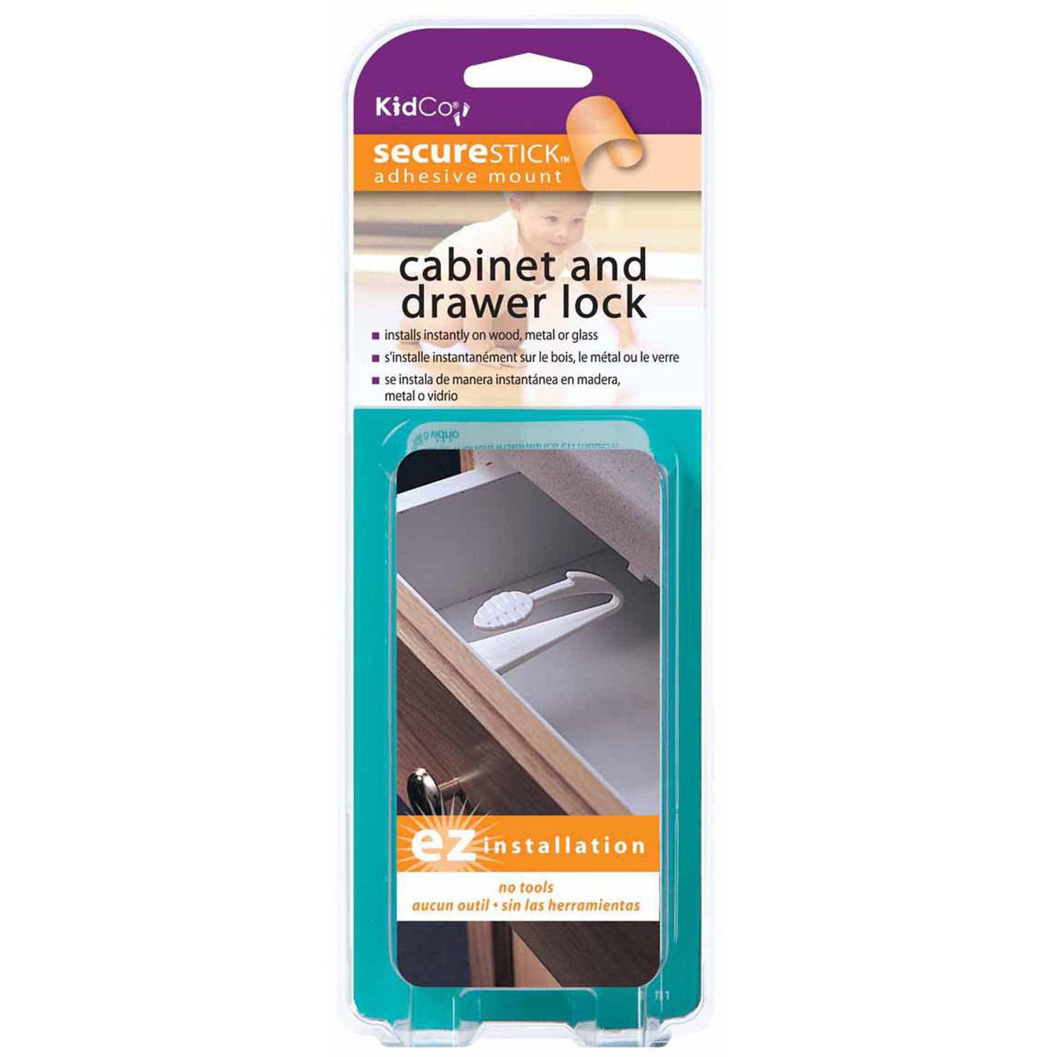 Kidco Adhesive Mount Cabinet and Drawer Lock 3 pack White For Pet With Love