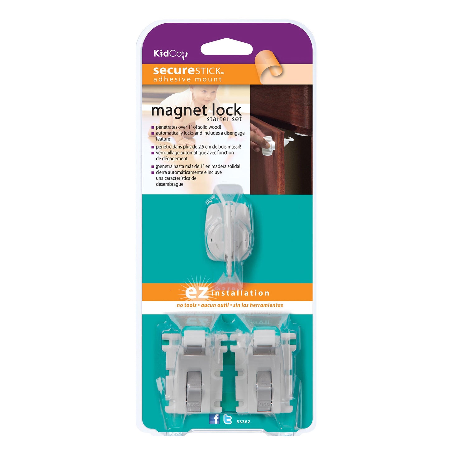 Kidco Magnet Lock and Key Adhesive Mount 2 Locks and Key White For Pet With Love