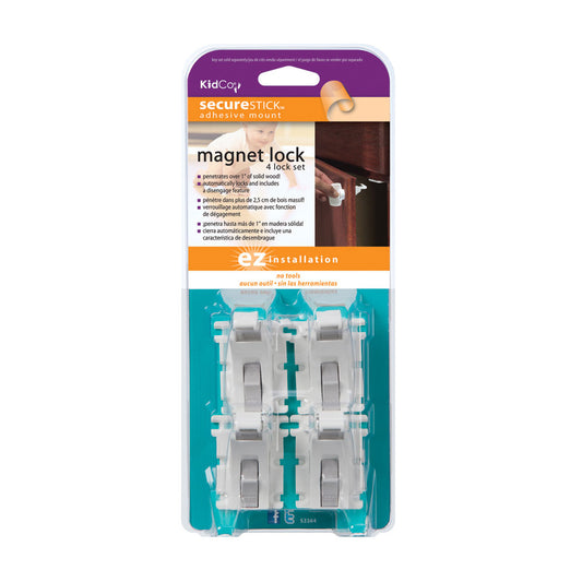 Kidco Magnet Lock and Key Adhesive Mount 4 Locks and Key White For Pet With Love