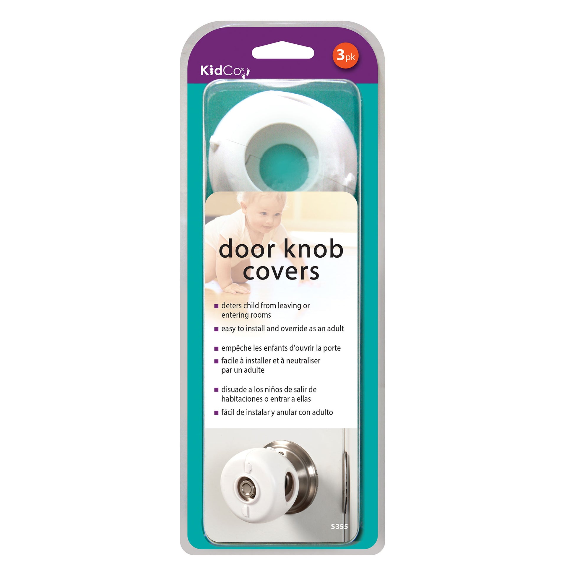Kidco Door Knob Covers 3 pack White For Pet With Love