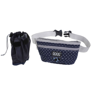 DOOG Treat and Training Pouch Large Navy/White Polka Dot 8 x 8 x 5