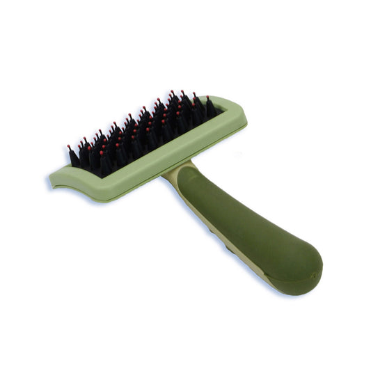 Coastal Pet Products Safari Nylon Coated Tip Dog Brush for Shorthaired Breeds Green 6.75 x 4 x 1 For Pet With Love