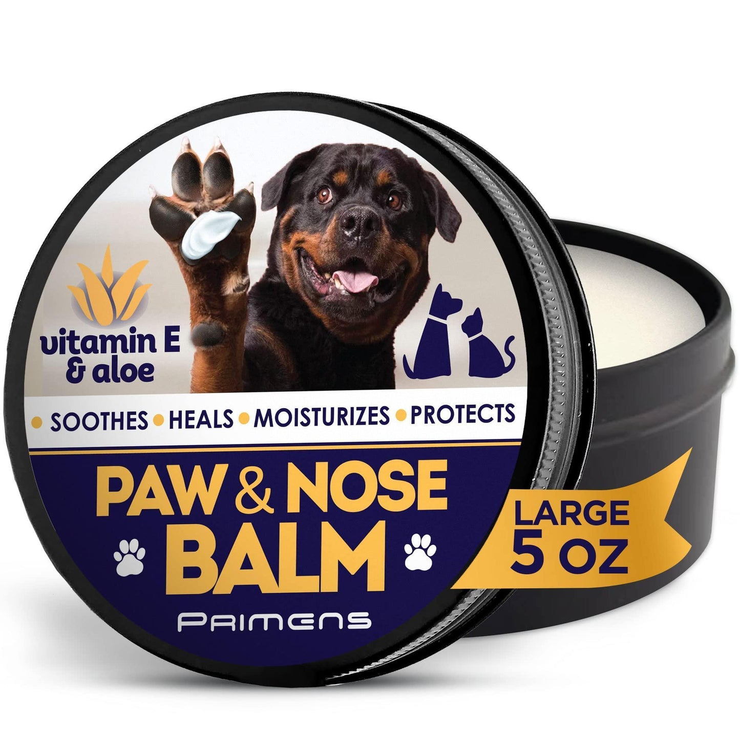PRIMENS Natural Dog Paw & Nose Balm Canine Paw Moisturizer & Lotion (5 oz) For Pet With Love