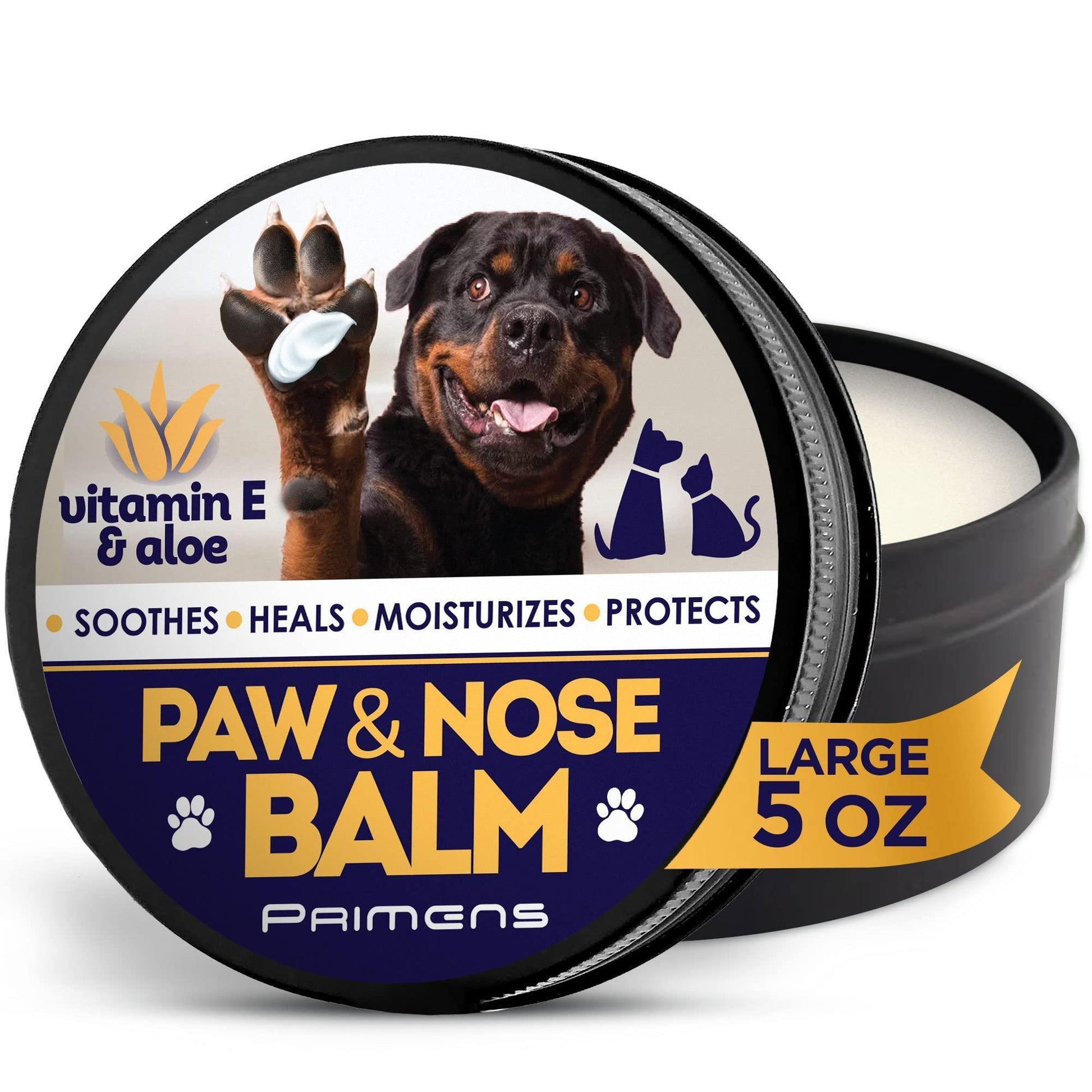 PRIMENS Natural Dog Paw & Nose Balm Canine Paw Moisturizer & Lotion (5 oz) For Pet With Love