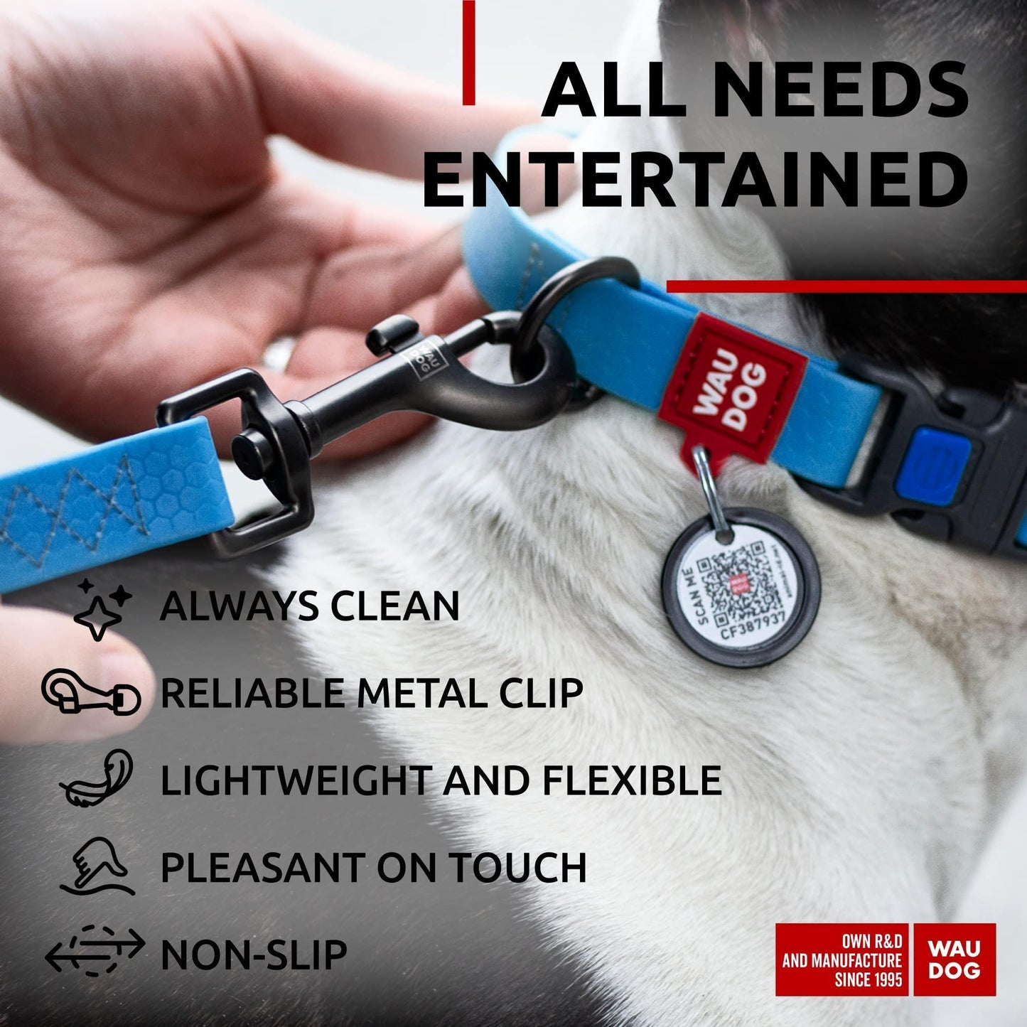 WAUDOG Waterproof Dog Leash 4 Ft   6 Ft   Anti Slip Dog Leash for Large Dogs For Pet With Love
