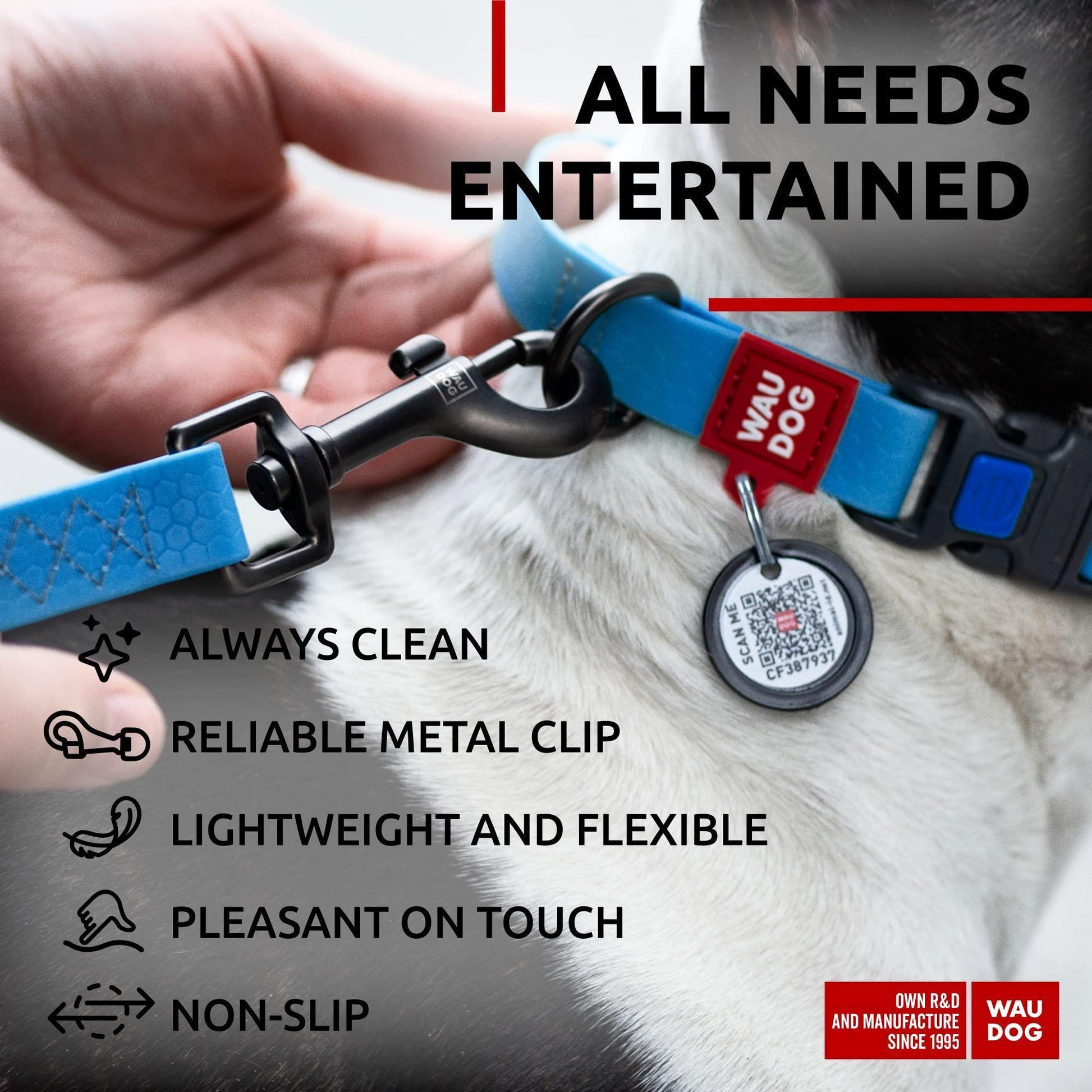 WAUDOG Waterproof Dog Leash 4 Ft   6 Ft   Anti Slip Dog Leash for Large Dogs For Pet With Love