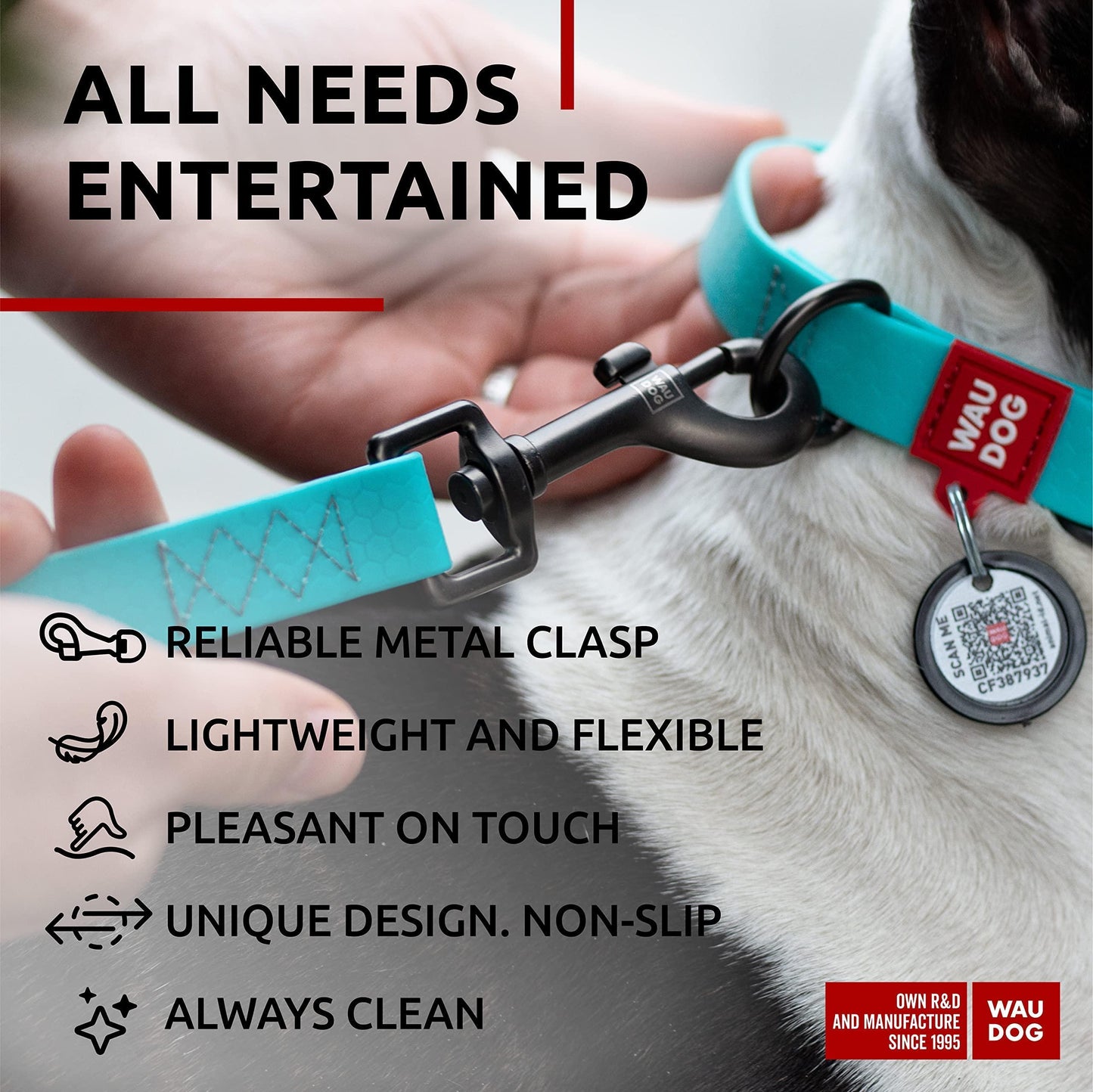 WAUDOG Waterproof Dog Leash 4 Ft   6 Ft   Anti Slip Dog Leash for Large Dogs For Pet With Love