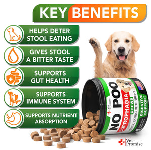 Vet Promise NO POO Stool Eating Deterrent with Probiotics & Enzymes for Dogs 120 Ct