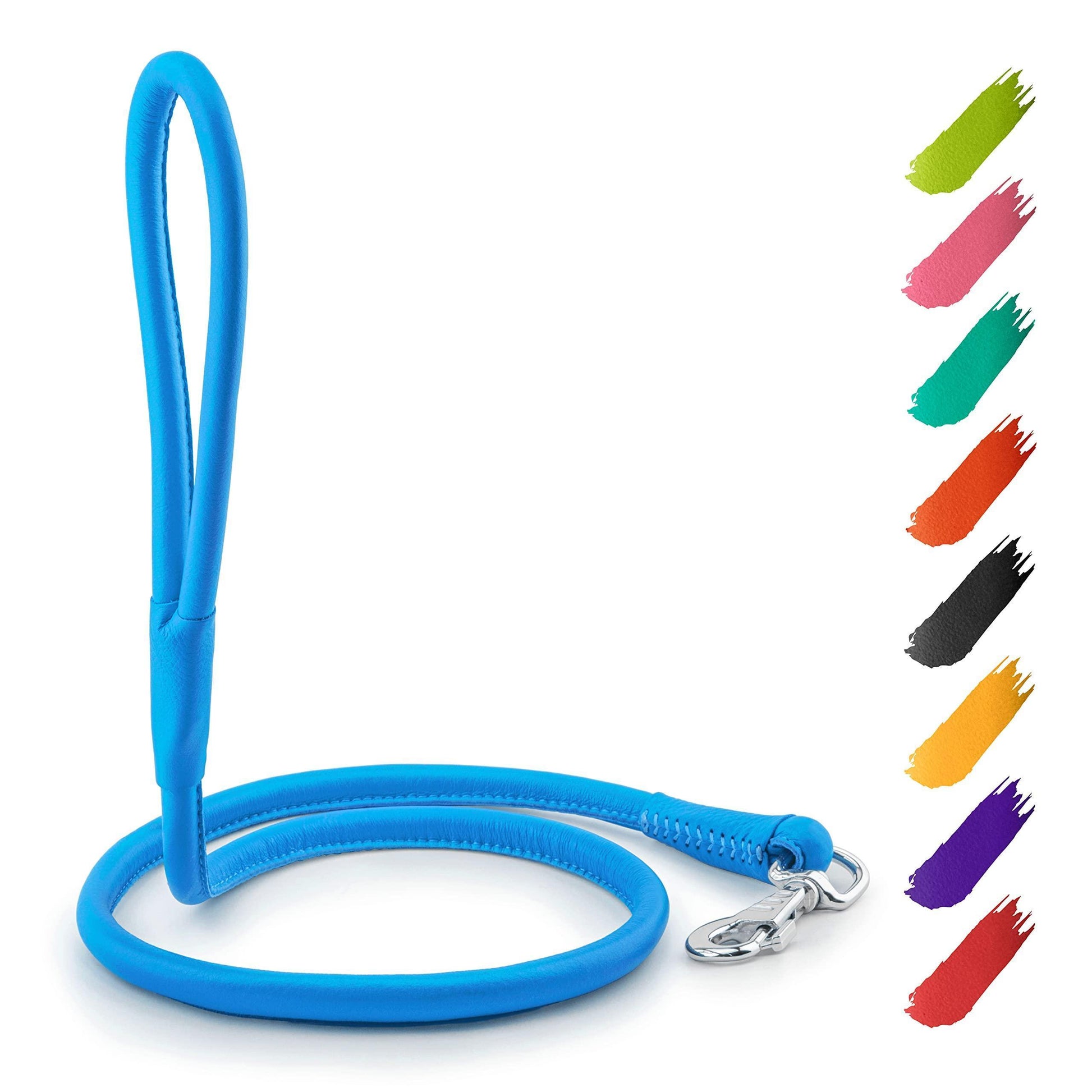 WAUDOG Rolled Leather Dog Leash 4Ft * 0.3 in for Small Medium and Large Dogs For Pet With Love