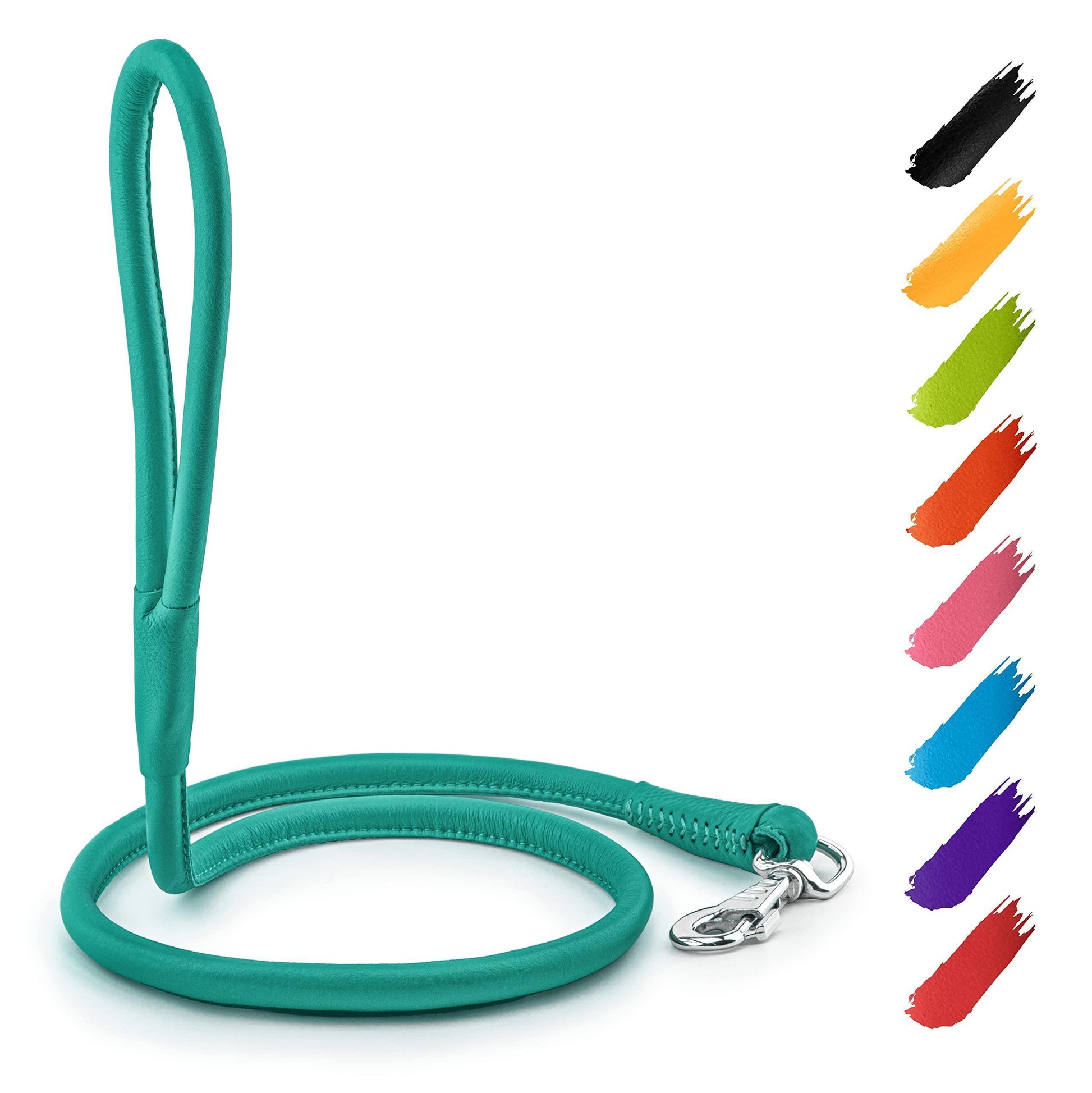 WAUDOG Rolled Leather GLAMOUR Dog Leash 4Ft X 0.5in (Mint) For Pet With Love