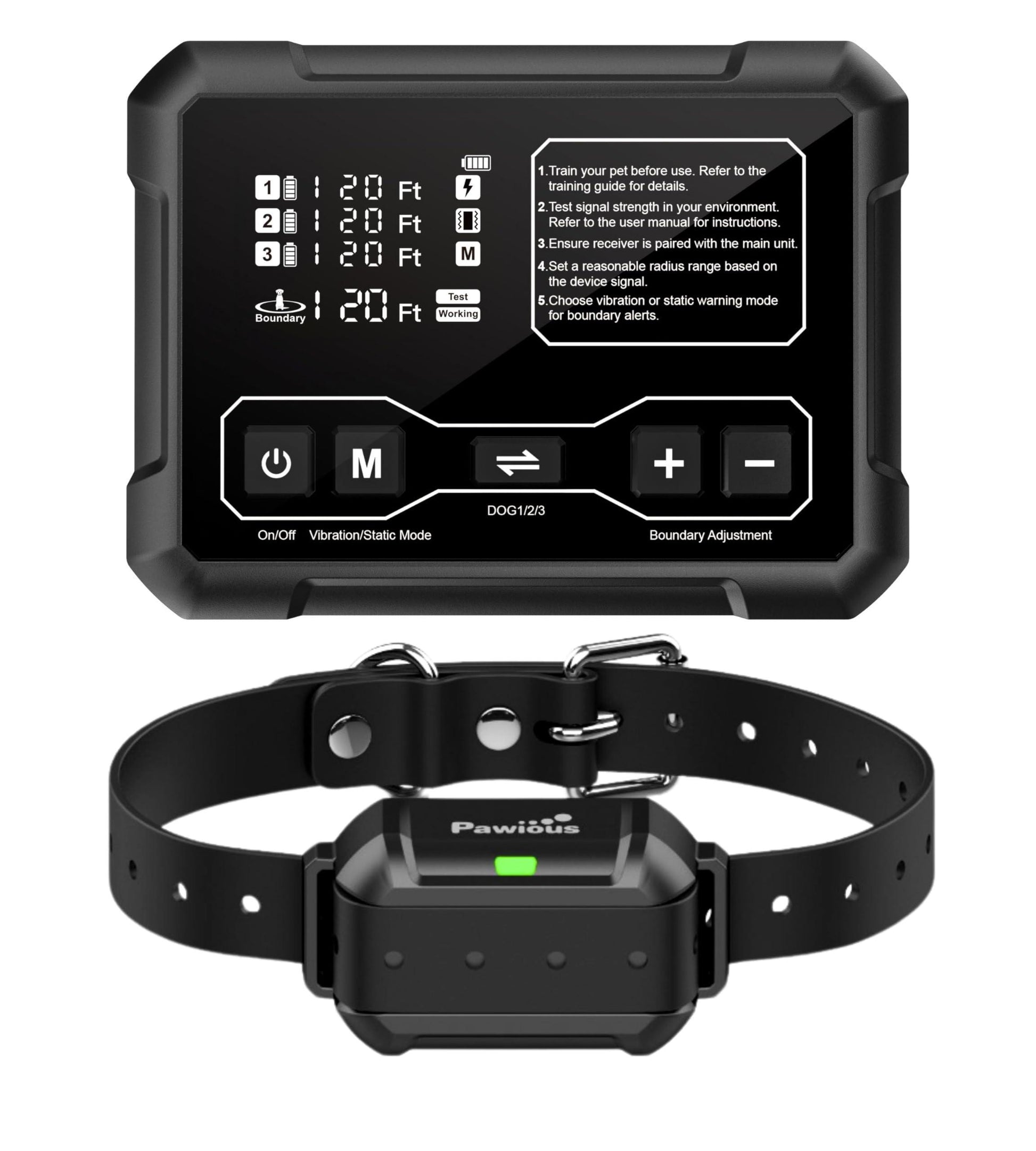 PAWIOUS Wireless High Precision Dog Containment System for Up to 1 Acre For Pet With Love