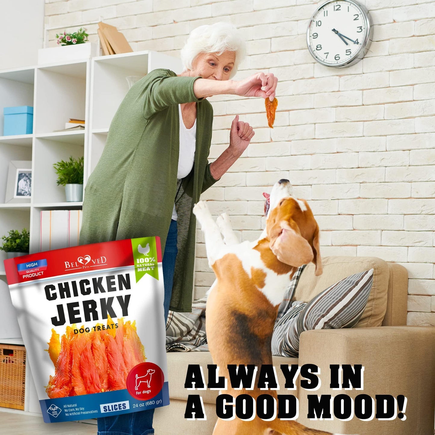 Beloved Pets All Natural High Protein Chicken Jerky Dog Treats 1.5 Lb For Pet With Love