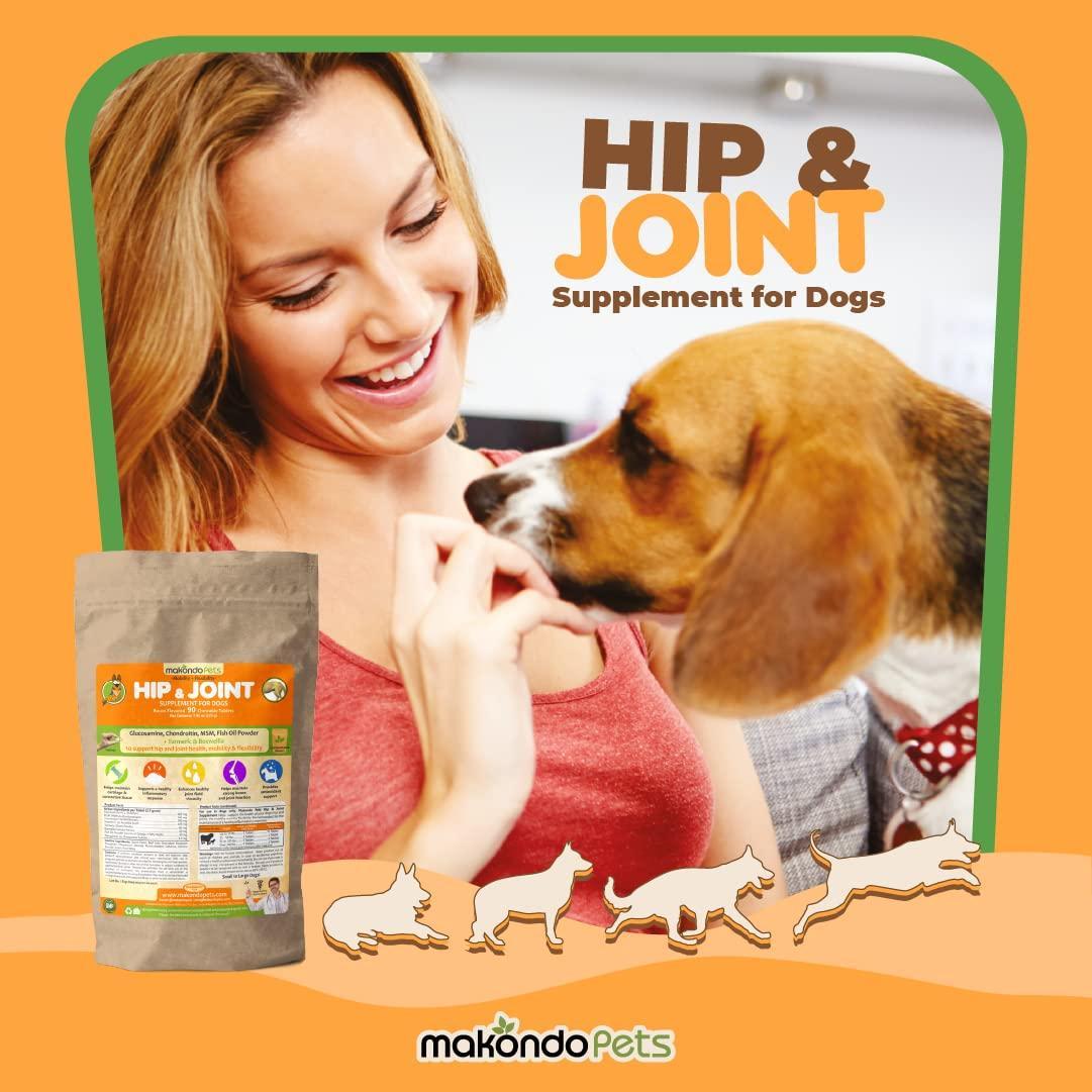 Makondo Pets Hip & Joint Mobility Support & Pain Relief Supplement for Dogs 90Ct For Pet With Love