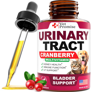 Vet Promise Cranberry UTI Drops Advanced Bladder & Kidney Health Supplement for Cats & Dogs 2 Oz
