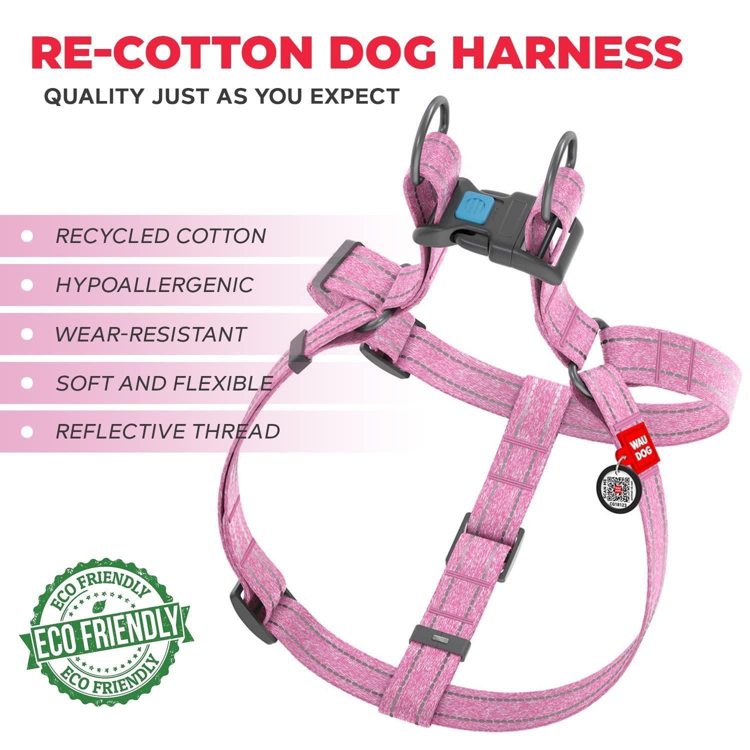 WAUDOG Re Cotton Dog Harness Eco Friendly Dog Harness for Small Dogs Medium & For Pet With Love