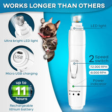 Load image into Gallery viewer, PRIMENS Rechargeable Dog Nail Grinder with LED Light (White)
