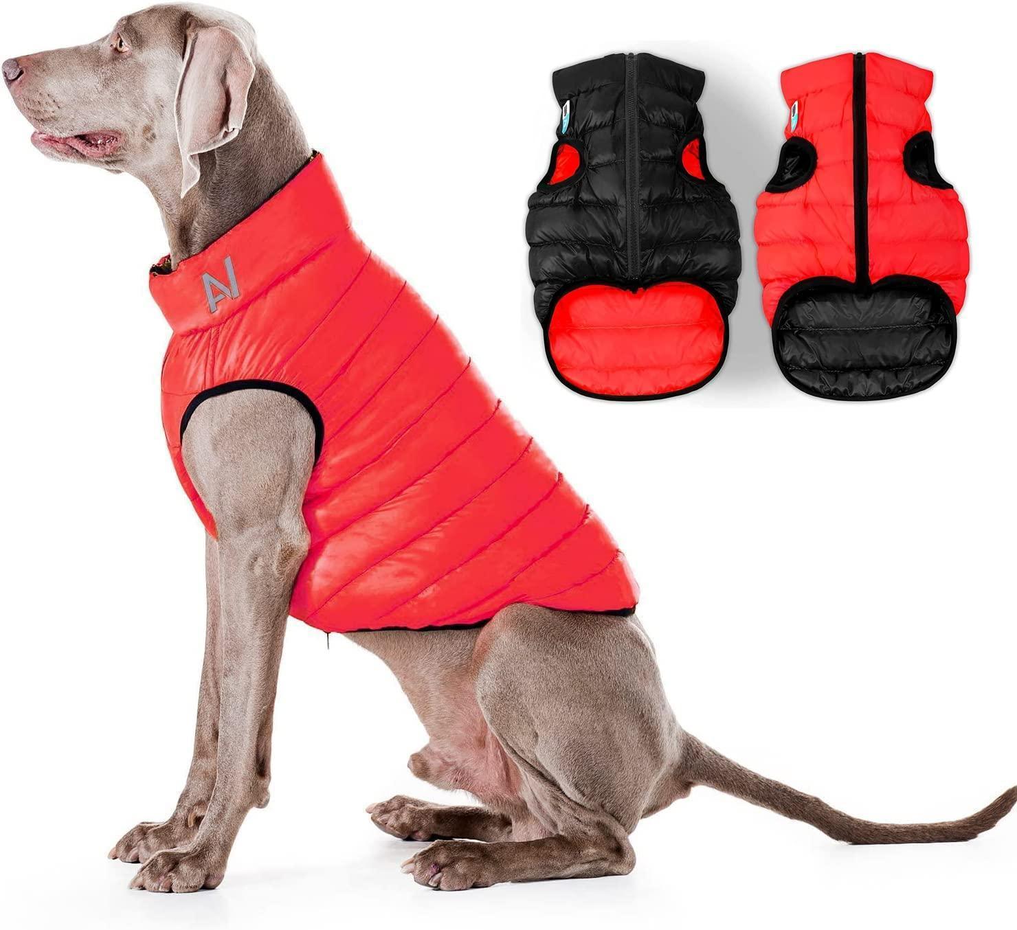 AiryVest Lightweight Reversible Winter Dog Jacket - SMALL -  Black/Red For Pet With Love