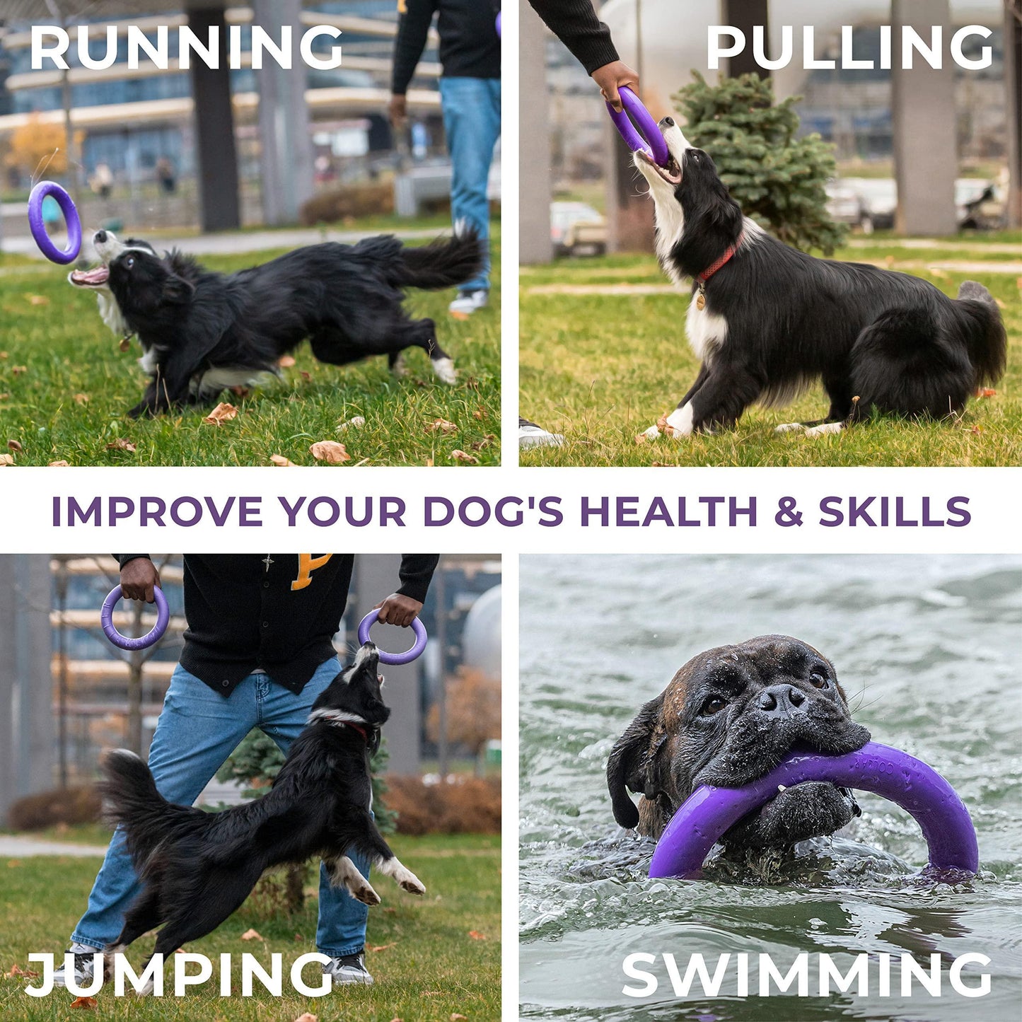 PULLER Midi Outdoor Dog Ring Toy - Fetch Toy and Tug-of-War Dog Toy for Medium Size Breeds - Set of 2 For Pet With Love