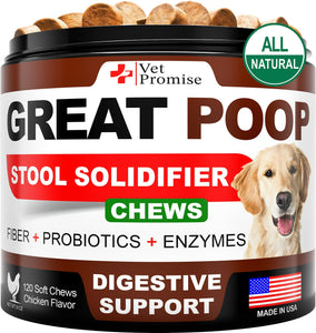 Vet Promise Probiotics & Digestive Enzymes for Dogs Firm Stool & Diarrhea Relief 120 Chews