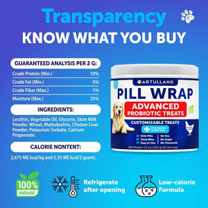 Artullano Pill Wrap for Dogs Easy to Swallow Masking Pouch 4.2 oz  Made in USA