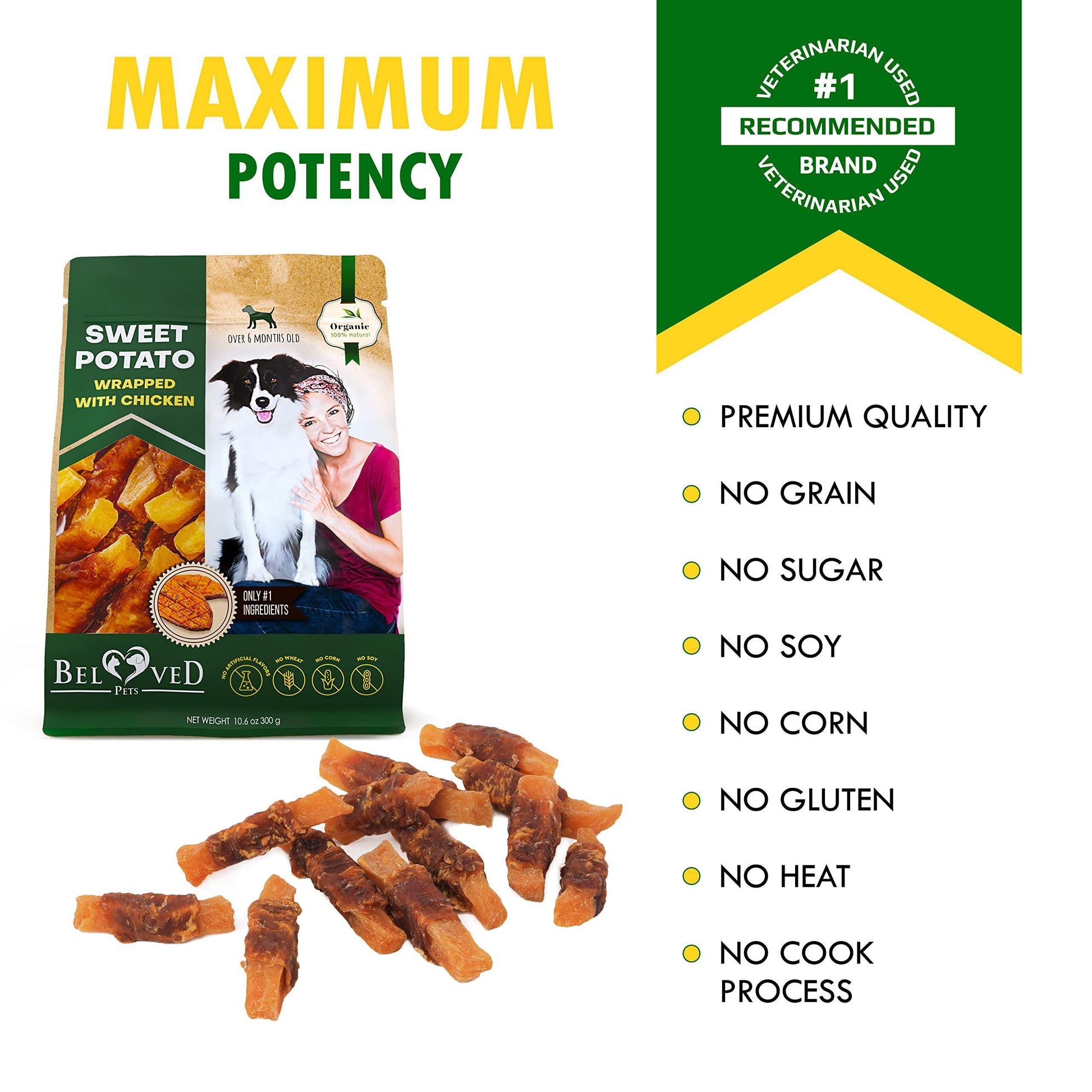 Beloved Pets Sweet Potato Wrapped with Chicken Dog Chew Treats 10.6 Oz For Pet With Love