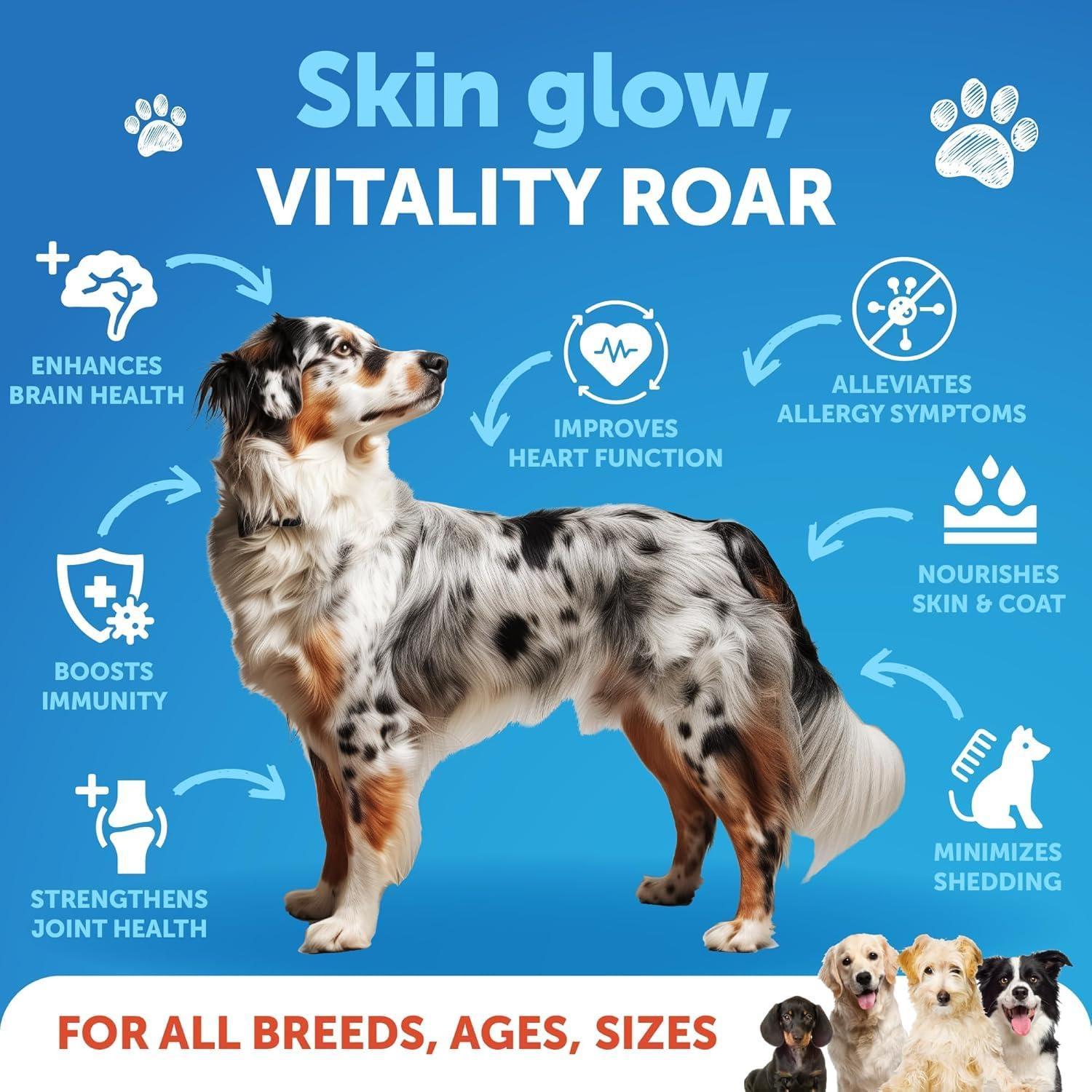 Artullano Wild Alaskan Salmon Fish Oil with Omega 3 for Dogs 16 Oz Liquid For Pet With Love