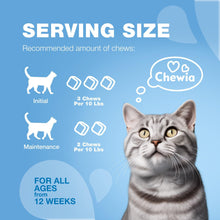 Load image into Gallery viewer, CHEWIA Hemp Calming Care Treats for Cats. Anxiety Relief Melatonin Soft Chews with Hemp Seed Oil and Probiotics (140 Chews)
