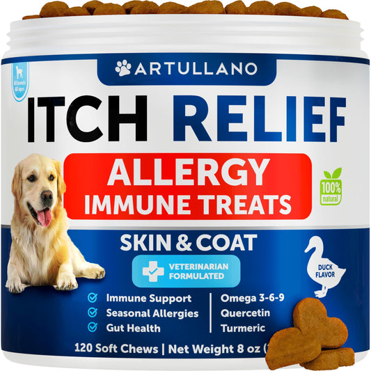 Artullano Canine Immune Health Supplement & Itch Relief for Dogs 120 Chews For Pet With Love