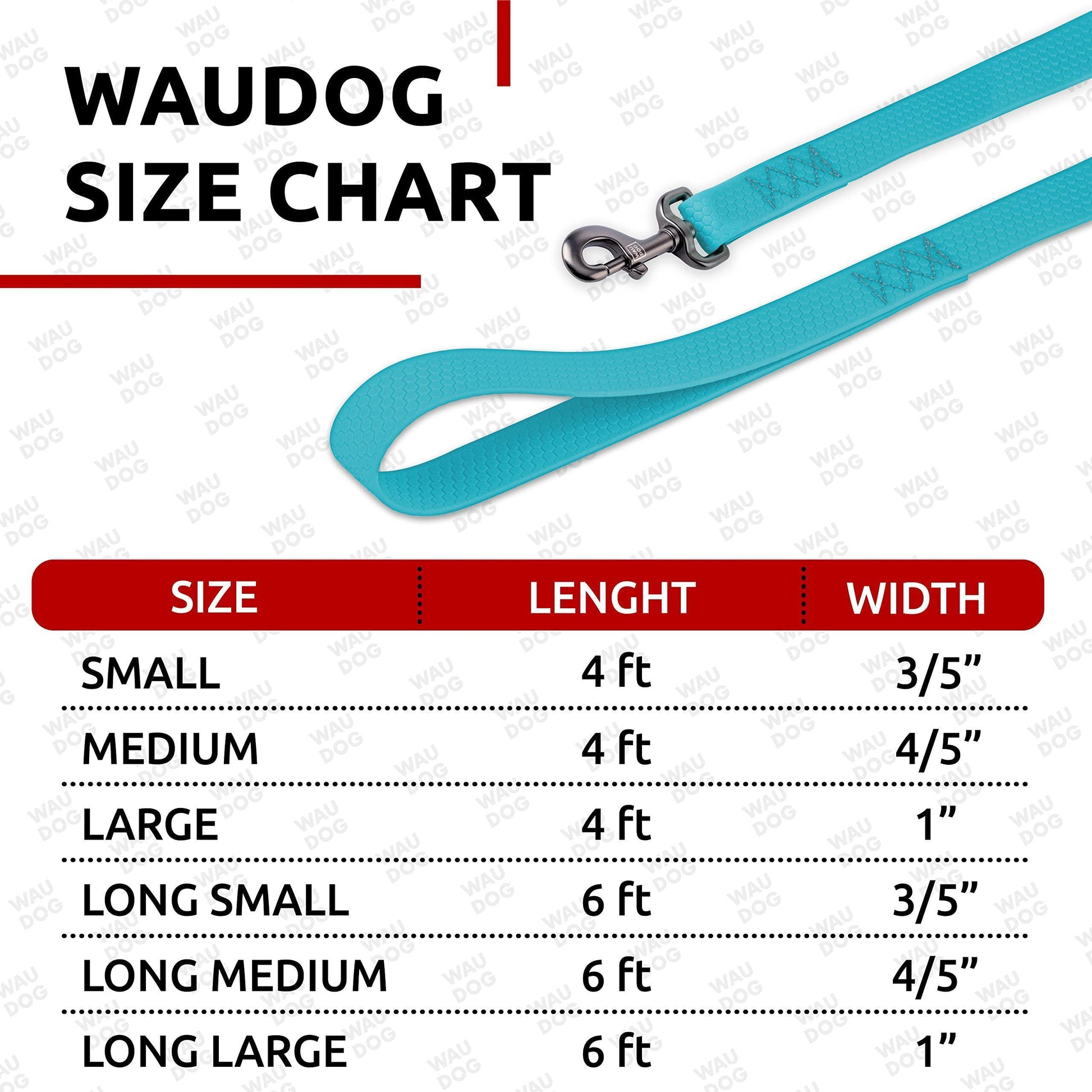 WAUDOG Waterproof Dog Leash 4 Ft   6 Ft   Anti Slip Dog Leash for Large Dogs For Pet With Love