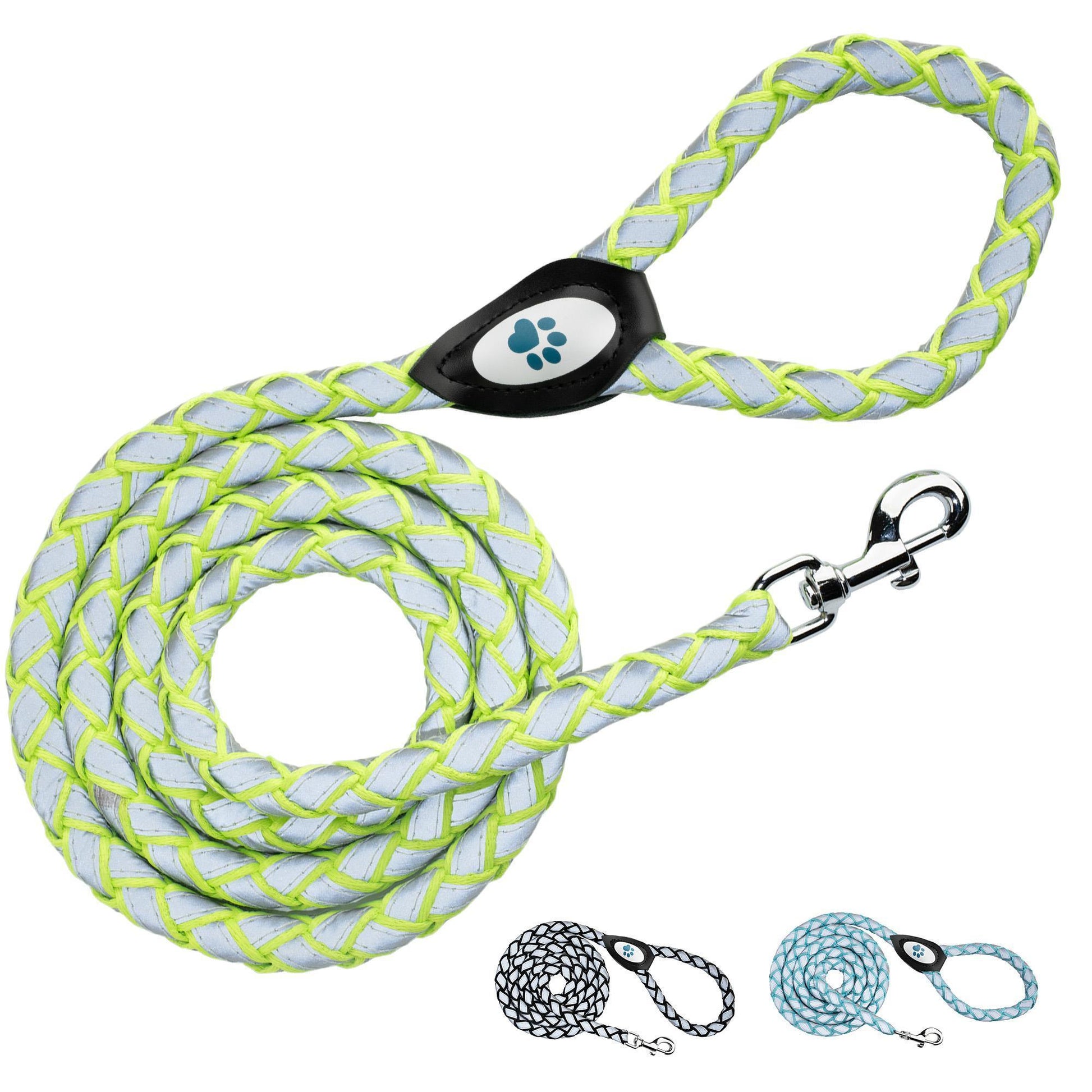 SafetyPUP XD Reflective Dog Leash. Heavy Duty and Durable for Large and Medium Breeds. 6 Ft Long Rope, Tangle Free Braided Leash with Comfortable Handle (Neon Green) For Pet With Love