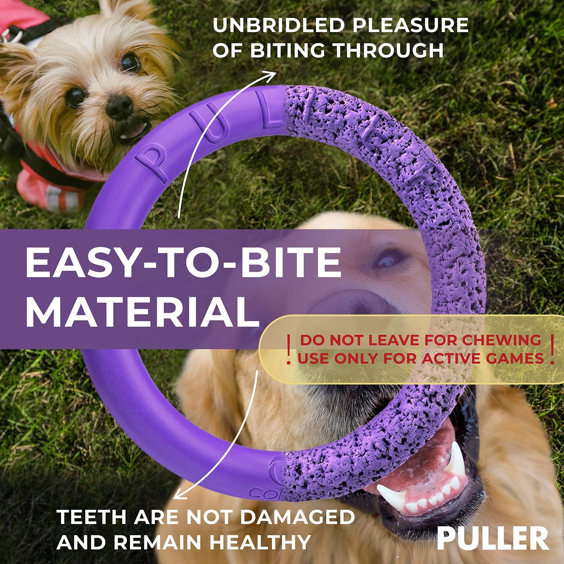 PULLER Mini Outdoor Dog Ring Toy - Fetch and Tug-of-War Dog Toy for Smaller Breeds For Pet With Love