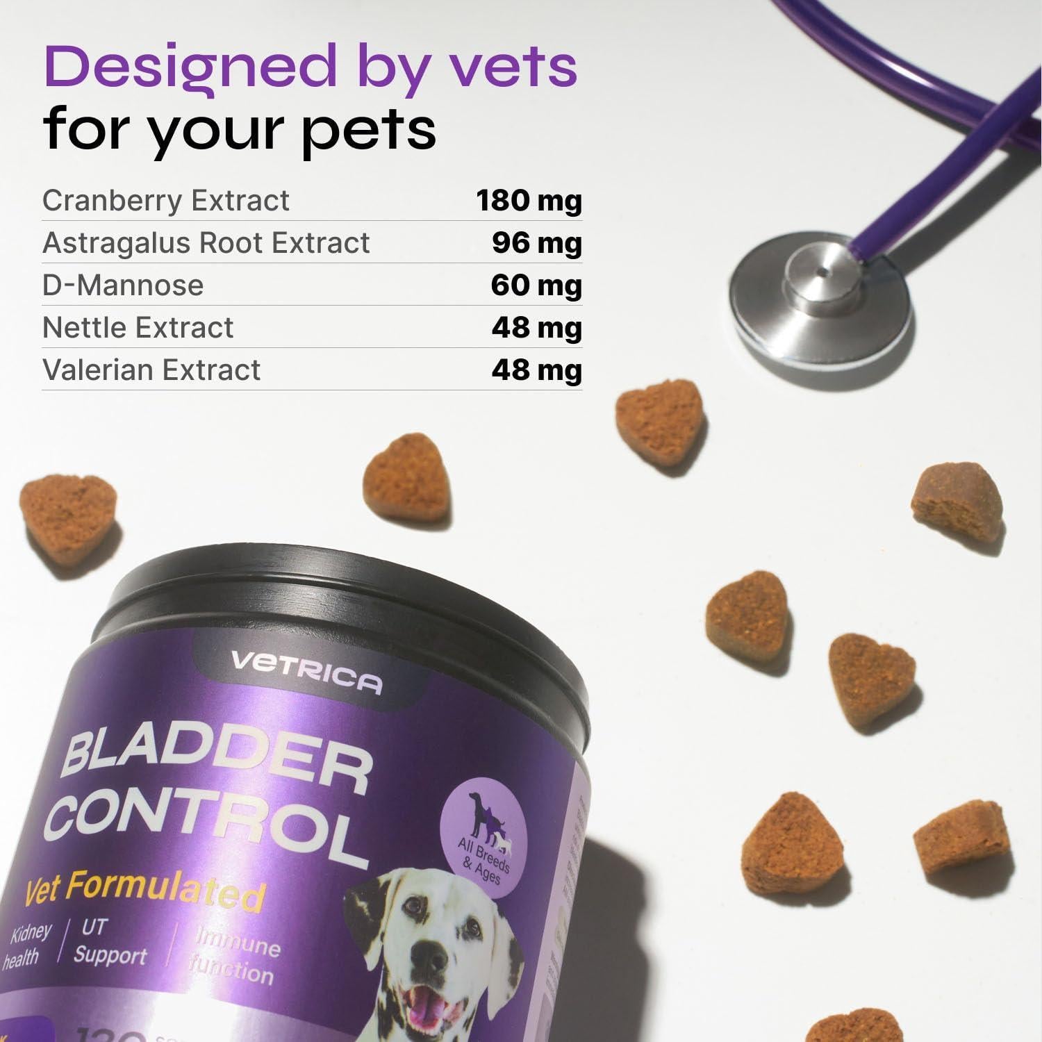 Vetrica Dog UTI Treatment & Bladder Control Cranberry Chews 130 Chews For Pet With Love