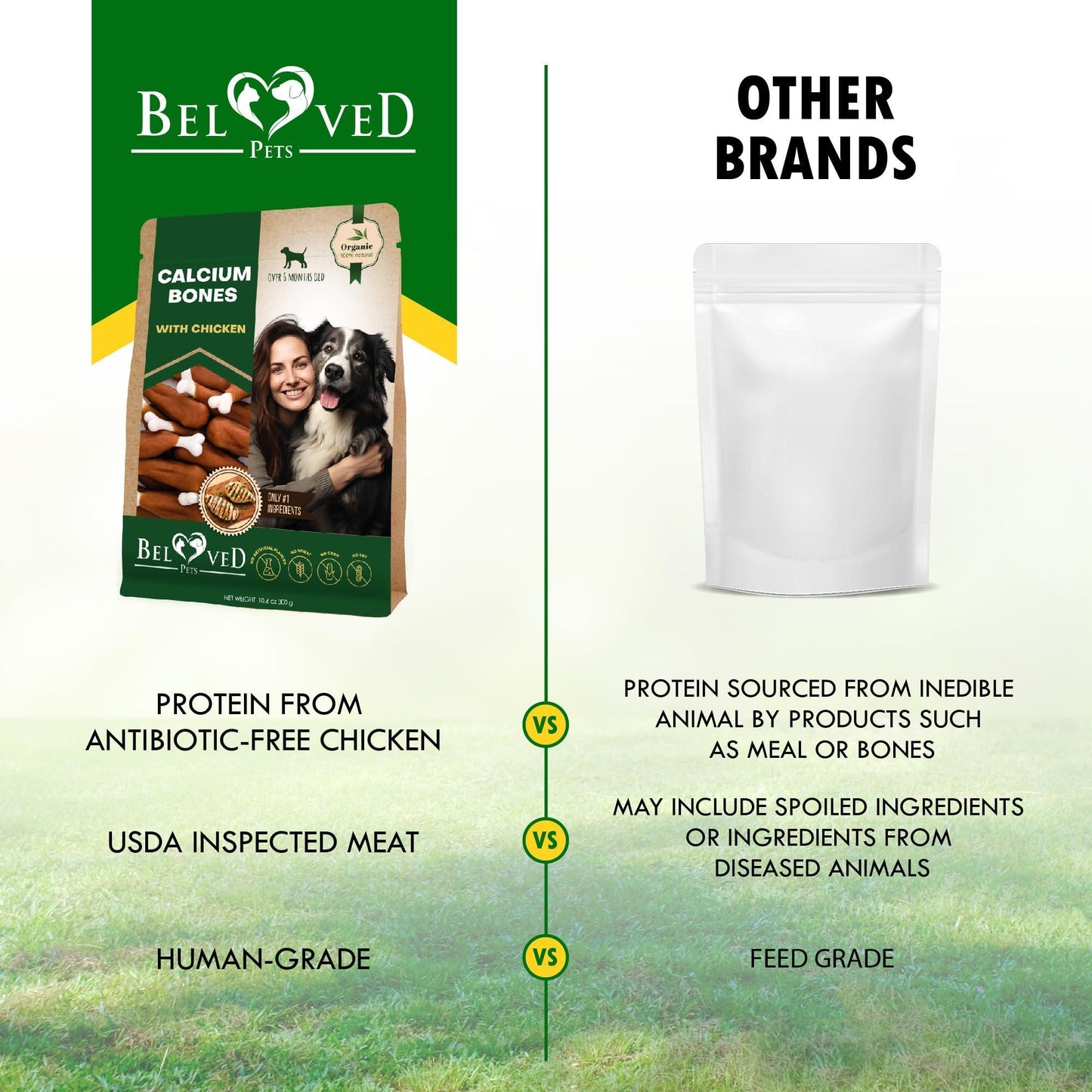 Beloved Pets Calcium Bones Wrapped Chicken & Rawhide Free Dog Treats 10.6 Oz For Pet With Love