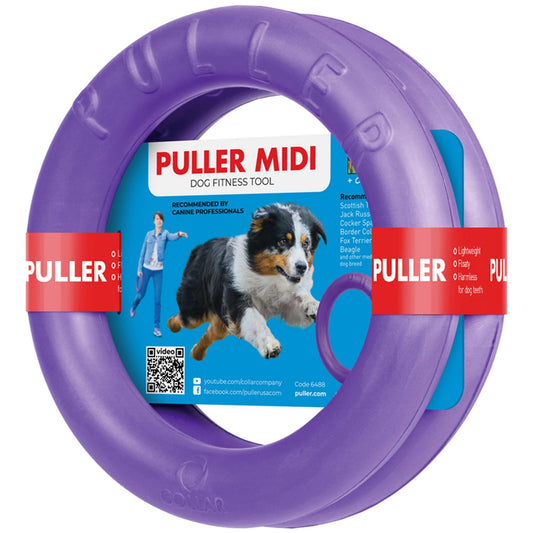 PULLER Midi Outdoor Dog Ring Toy - Fetch Toy and Tug-of-War Dog Toy for Medium Size Breeds - Set of 2 For Pet With Love