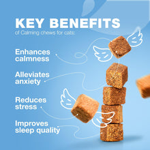 Load image into Gallery viewer, CHEWIA Hemp Calming Care Treats for Cats. Anxiety Relief Melatonin Soft Chews with Hemp Seed Oil and Probiotics (140 Chews)
