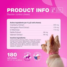Load image into Gallery viewer, CHEWIA Cranberry Dog UTI Treatment Supplement for Bladder &amp; Kidney Health 180 Ct

