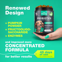 Load image into Gallery viewer, CHEWIA Dog Probiotic Chews with Digestive Enzymes, Pumpkin and Yeast Powder for Gut Health, Digestion Immunity, Yeast Balance, Itchy Skin Allergies Support. 180 Chews. For Pet With Love
